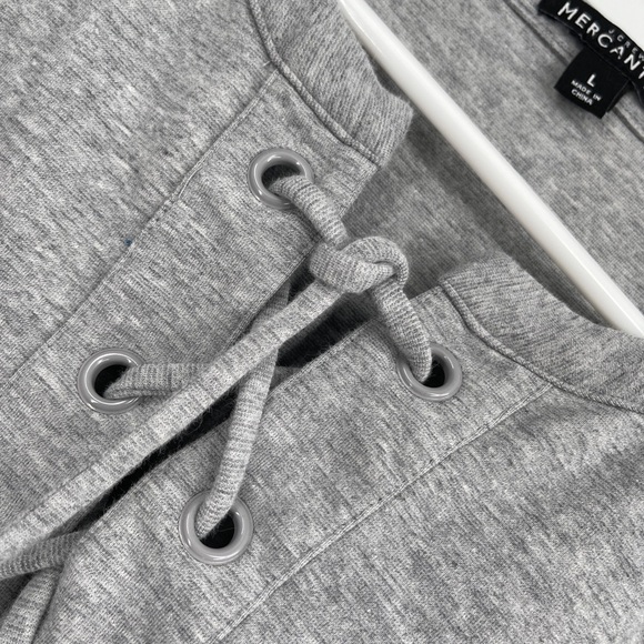 J. Crew Mercantile Knit Dress Heather Gray Lace Up Shift sz L large - Picture 3 of 5